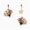 Japanese earrings - Cherry blossom and fans pattern