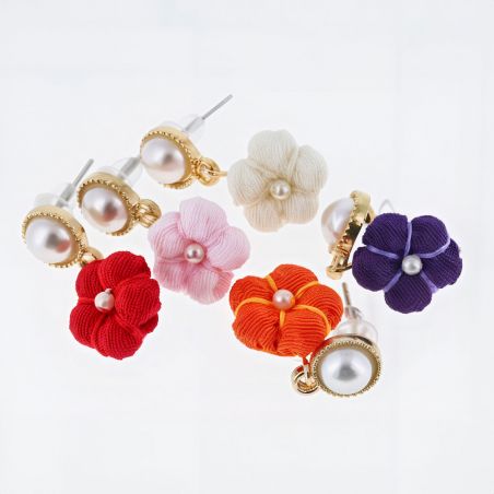 Boucles d'oreilles japonaises- Motif Fleurs de prunes