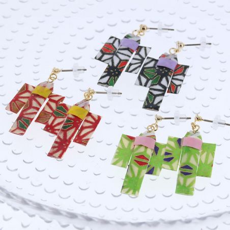 Boucles d'oreilles japonaises- Motif Yukata