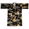 Kimono giapponese happi nero con drago dorato in cotone da uomo - DORAGON