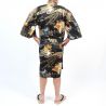 Kimono giapponese happi nero con drago dorato in cotone da uomo - DORAGON