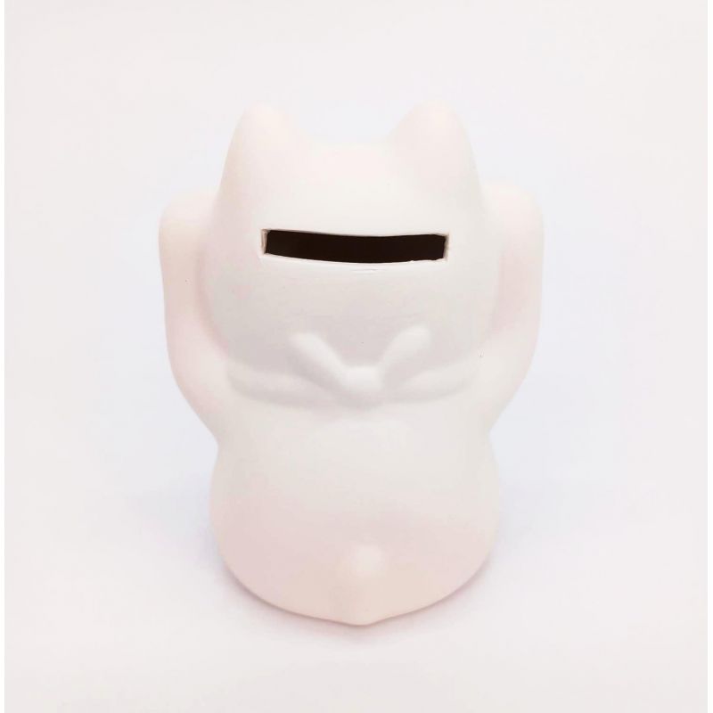 NI ASHI DIY Paintable Enamel Ceramic Lucky Money Box, Cat Raising Both Paws