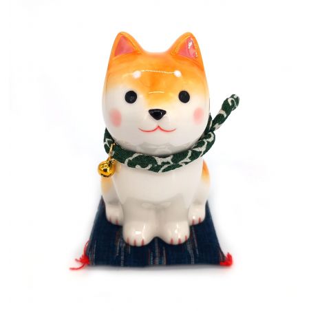 Brown Japanese ceramic shiba inu ornament, SHIBAINU