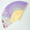 Japanese silk and bamboo fan, AMISENSU, purple