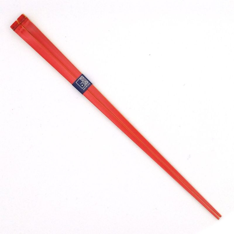 Paar japanische Essstäbchen aus Bambus, rot, AKANURI Kakubashi tenbushi, 22,5 cm