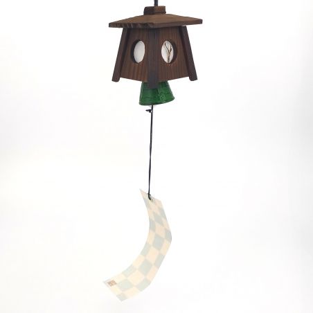 Cloche à vent furin verte en bambou fonte du Japon, MOKUSEIFURIN Tourou Shikaku