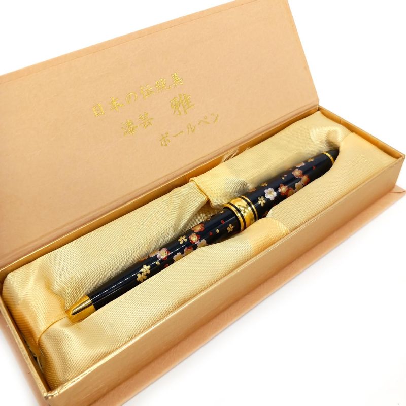 Stylo à bille, noir, dans un coffret, Fleurs de pruniers- UME