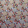 Black Japanese cotton fabric, chrysanthemum flower pattern, Kiku, made in Japan width 112 cm x 1m