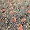 Japanese black cotton fabric, carp pattern, NAMI Koï, made in Japan width 112 cm x 1m