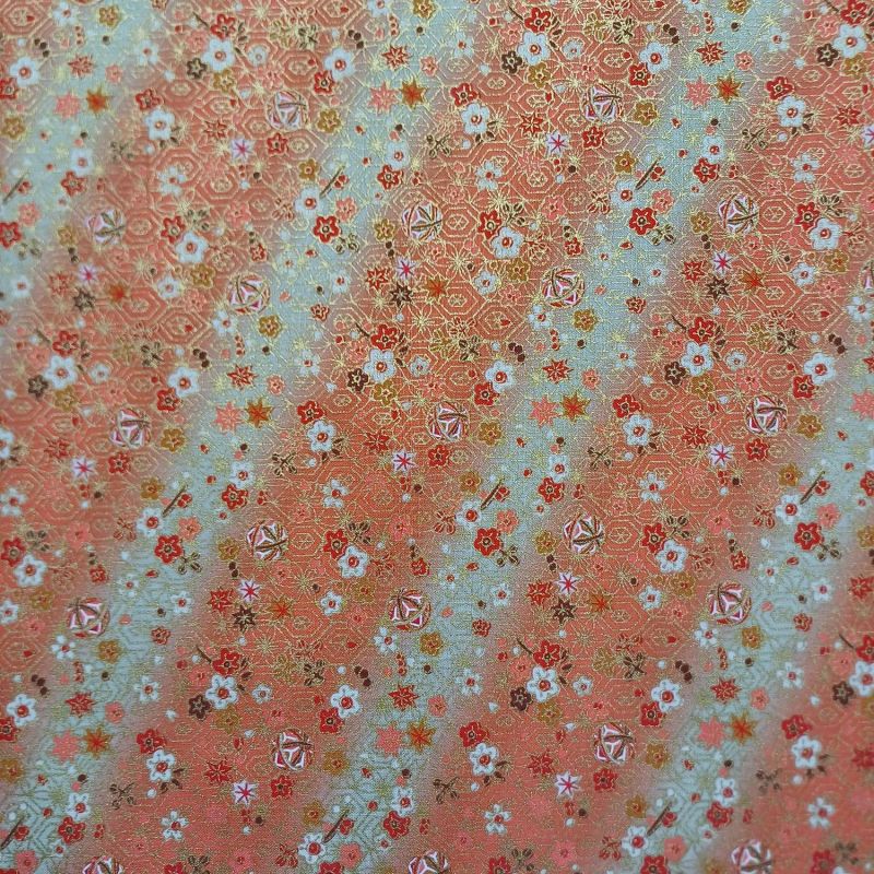 Tissu rose japonais en coton, motif fleurs, HANA, fabriqué au Japon largeur 112 cm x 1m