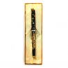 Japanese Black Resin Ballpoint Pen in Chrysanthemum Pattern Box - KIKU