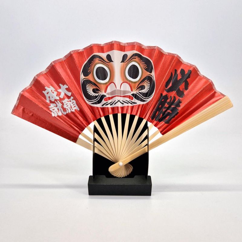 Ventaglio giapponese in carta e bambù decorativo, DARUMA