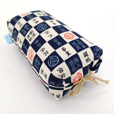 Coussin japonais makura bleu motif damier, CHEKKABODO, 32cm 