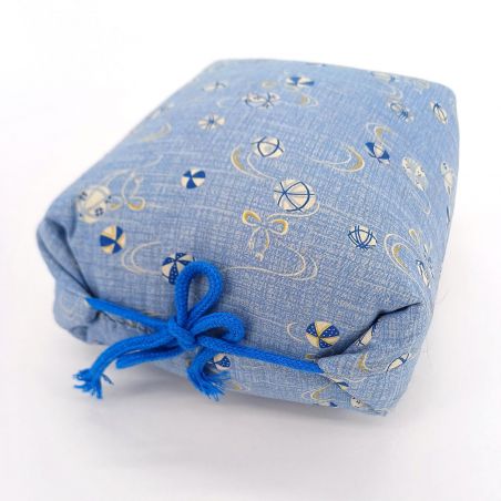 Petit coussin japonais makura bleu motifTEMARI - 20cm