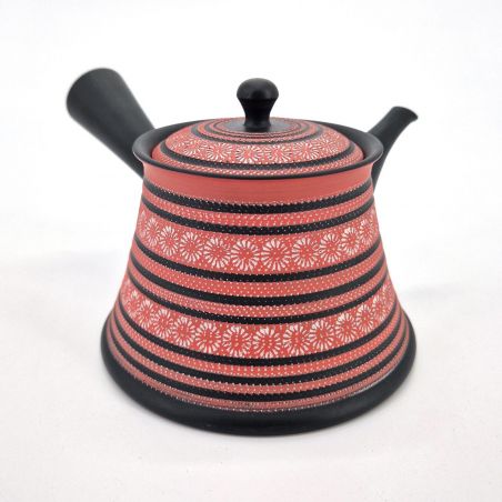 Black and red tokoname teapot with flower patterns Teruyuki Isobe, SAKURA, 260 cc