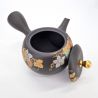 Tetera japonesa kyusu de arcilla tokoname negra con estampado de uvas, Budō, 270 cl