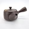 Japanese Kyusu Teapot in Brown Ceramic, Kiiroi Hana, 0.370lt