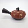 Tetera japonesa kyusu en arcilla tokoname roja y negra con patrón HANA, 270cl