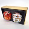 Duo aus runden japanischen Teedosen, rot und weiß, DARUMA, 150gr