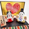 Japanese ceramic bride and groom - KINSAI HINA DOLL - 7 cm