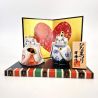 Japanese ceramic married cat couple - MANEKINEKOHINA DOLL - 6 cm