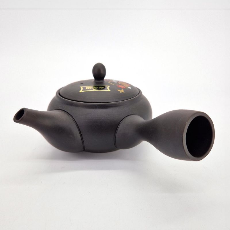 Teiera giapponese Kyusu in argilla nera Tokoname con motivo a zucca, HYOTA, 33 cl