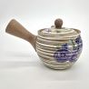 Japanese kyusu teapot in gray earthenware with purple flower pattern, Murasaki no hana, 420 cc