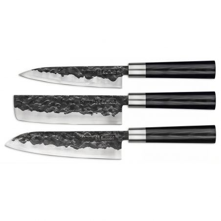 Scatola da 3 coltelli - Utility 162mm - Nakiri 168mm - Santoku 182mm - Fabbro