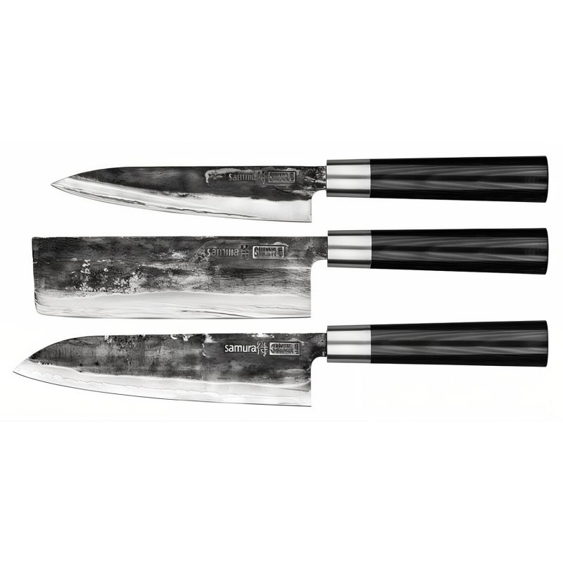 Coffret Bleu 3 couteaux - Utility 162mm - Nakiri 171mm - Santoku 182mm - HAKO