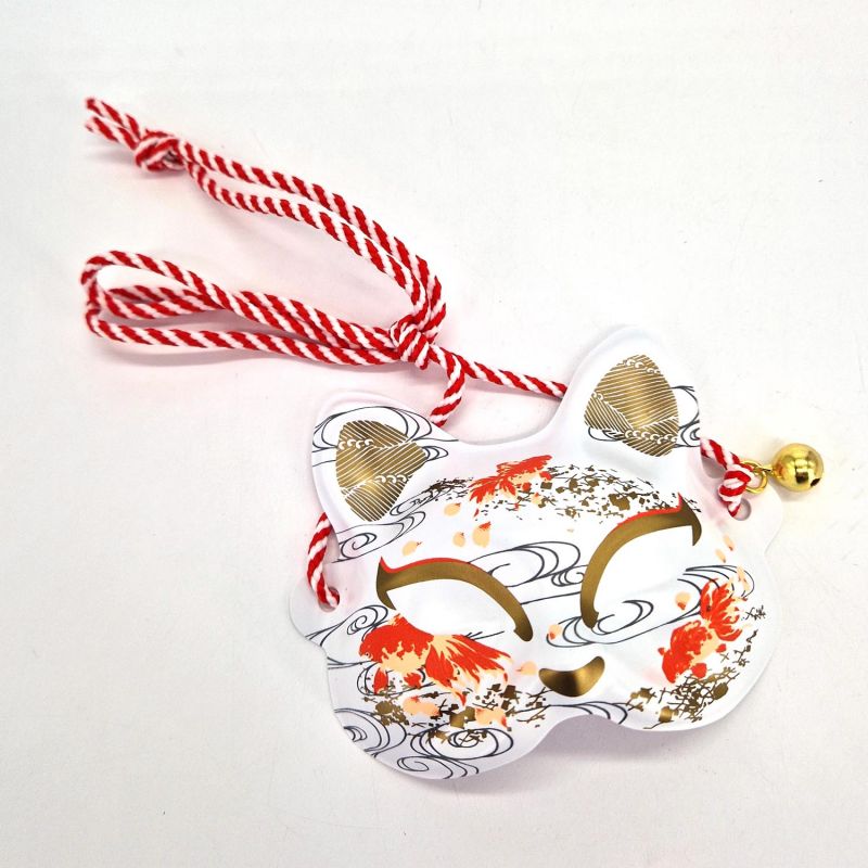 Mini chat mask NEKO japonais traditionnel, Goldfish white