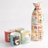 Sake-Set mit einer Flasche und 4 Tassen KAWAII JAPAN