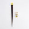 Yellow Tokyo chopsticks gift box with Lucky Cat rest