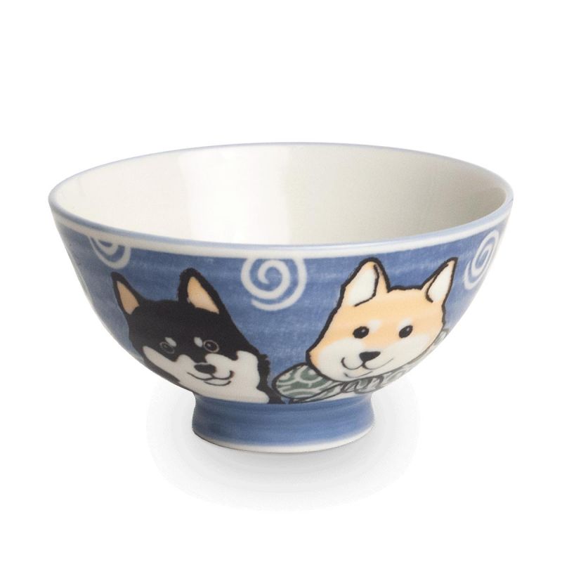 Duo de bols à riz japonais en céramique, rose et bleu - SHIBA