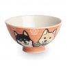 Japanese ceramic rice bowl duo, pink and blue - SHIBA