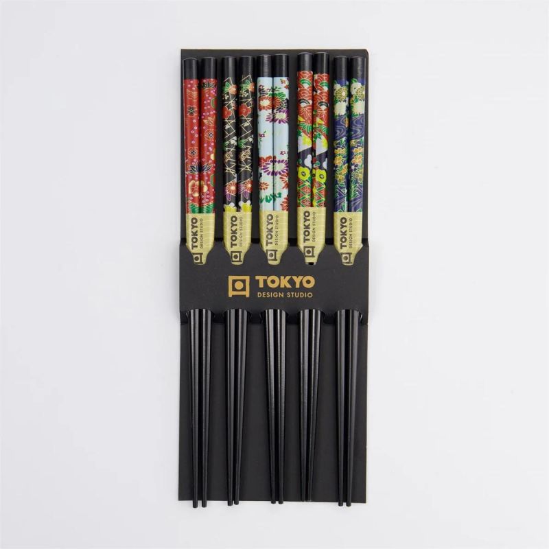 Black Flower Japanese Chopstick Set