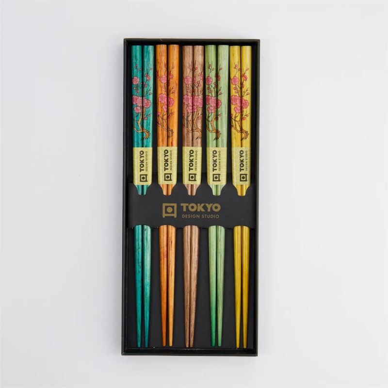 Set of Japanese chopsticks 5 colors -Sakura