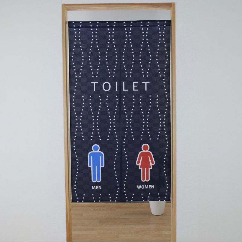 Japanese noren polyester curtain, TOILET WAVE