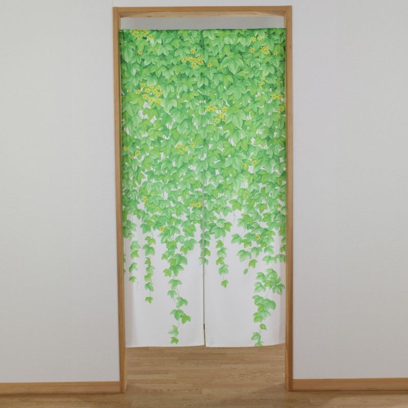 Cortina japonesa noren poliéster hiedra follaje 85 x 170cm, TSUTANOHA