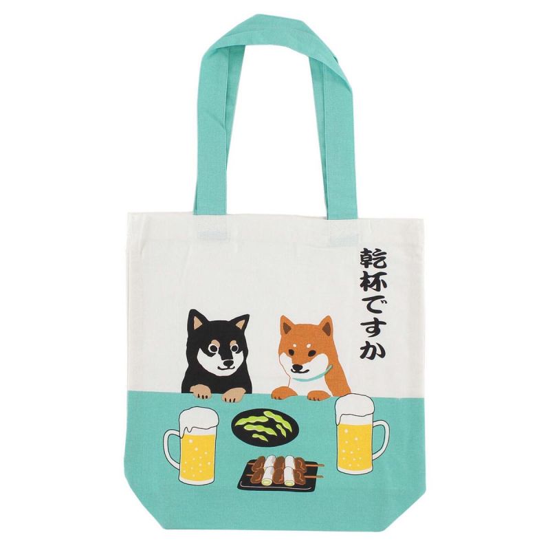 Borsa tote in cotone 100% Shiba che mangia il cane - TABERU