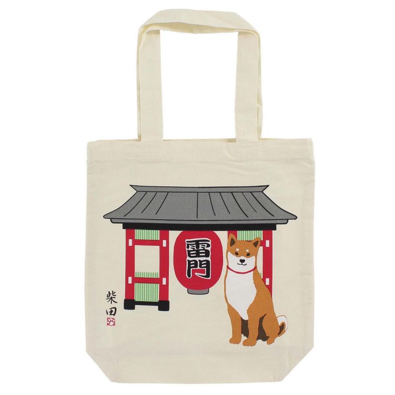 Sac tote bag 100% coton Chien Shiba- KAMINARIMON SHIBATA 1