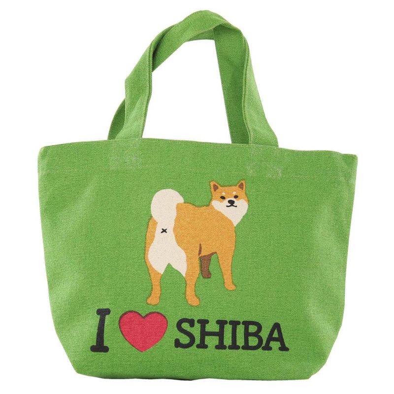 Bolso tote pequeño 100% algodón, I Love Shiba