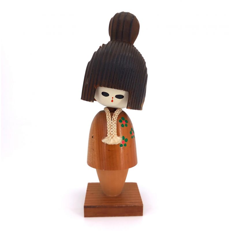 Bambola giapponese in legno, KOKESHI VINTAGE, 21cm