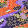 grande feuille papier japonais, YUZEN WASHI, rouge et violet, Carrosse de fleurs et brume précieuse