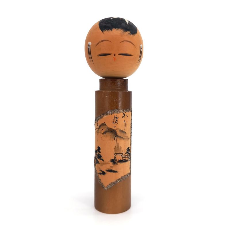 Bambola giapponese in legno, KOKESHI VINTAGE, 22cm