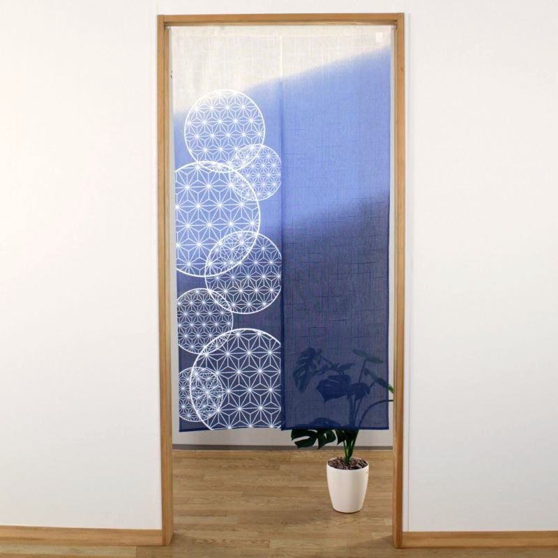 Japanischer blauer Noren-Vorhang, Polyester, 85 x 150 cm, SASHIKO ASANOHA