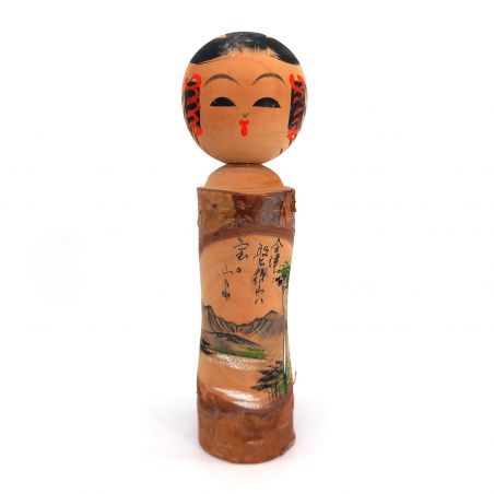 Bambola giapponese in legno, KOKESHI VINTAGE, 18.5 cm