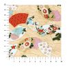 large sheet of Japanese paper, YUZEN WASHI, beige, Flower on the wave pattern, four seasons fan