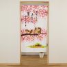 Japanischer Noren-Vorhang, 85 x 150 cm, Pflaumenblüte und Eule, SAKURA NO FURUKO