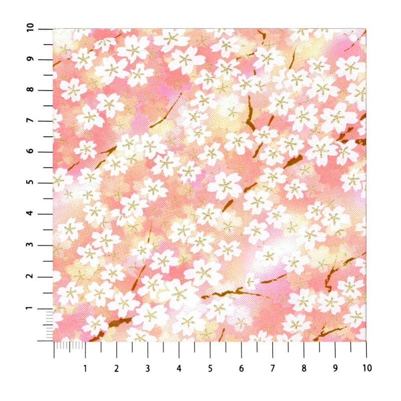 grande foglio di carta giapponese, YUZEN WASHI, rosa, fiori Sakura