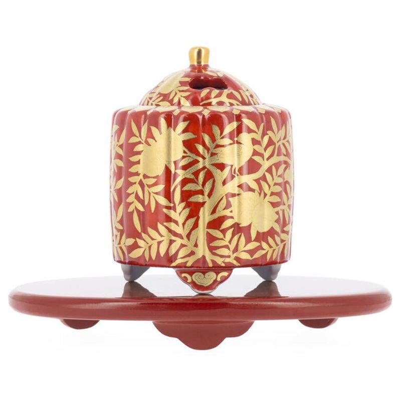 Red Lacquered Base for Incense Burner